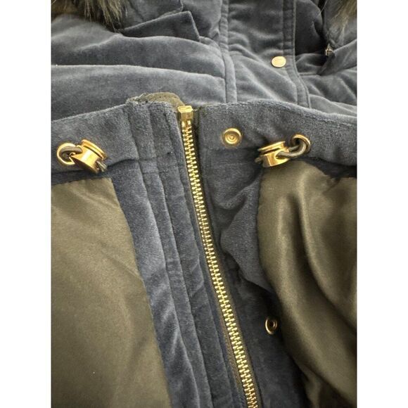 Royal Matrix Women Navy Removable Faux Fur Hoodie Quilted Coat Size XS - Picture 11 of 14